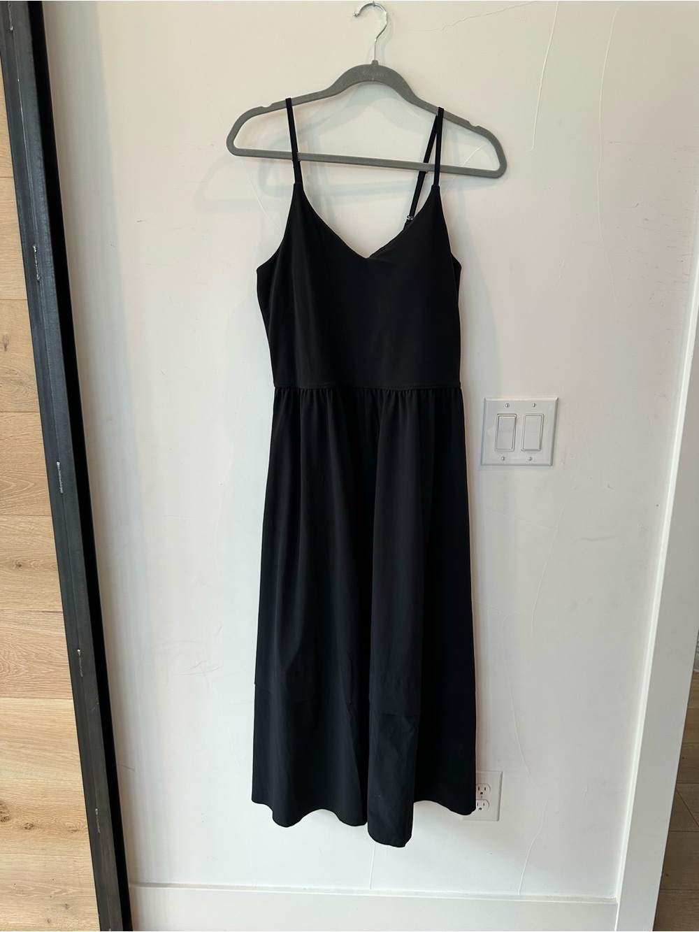 Athleta Black Spaghetti Strap Midi Dress